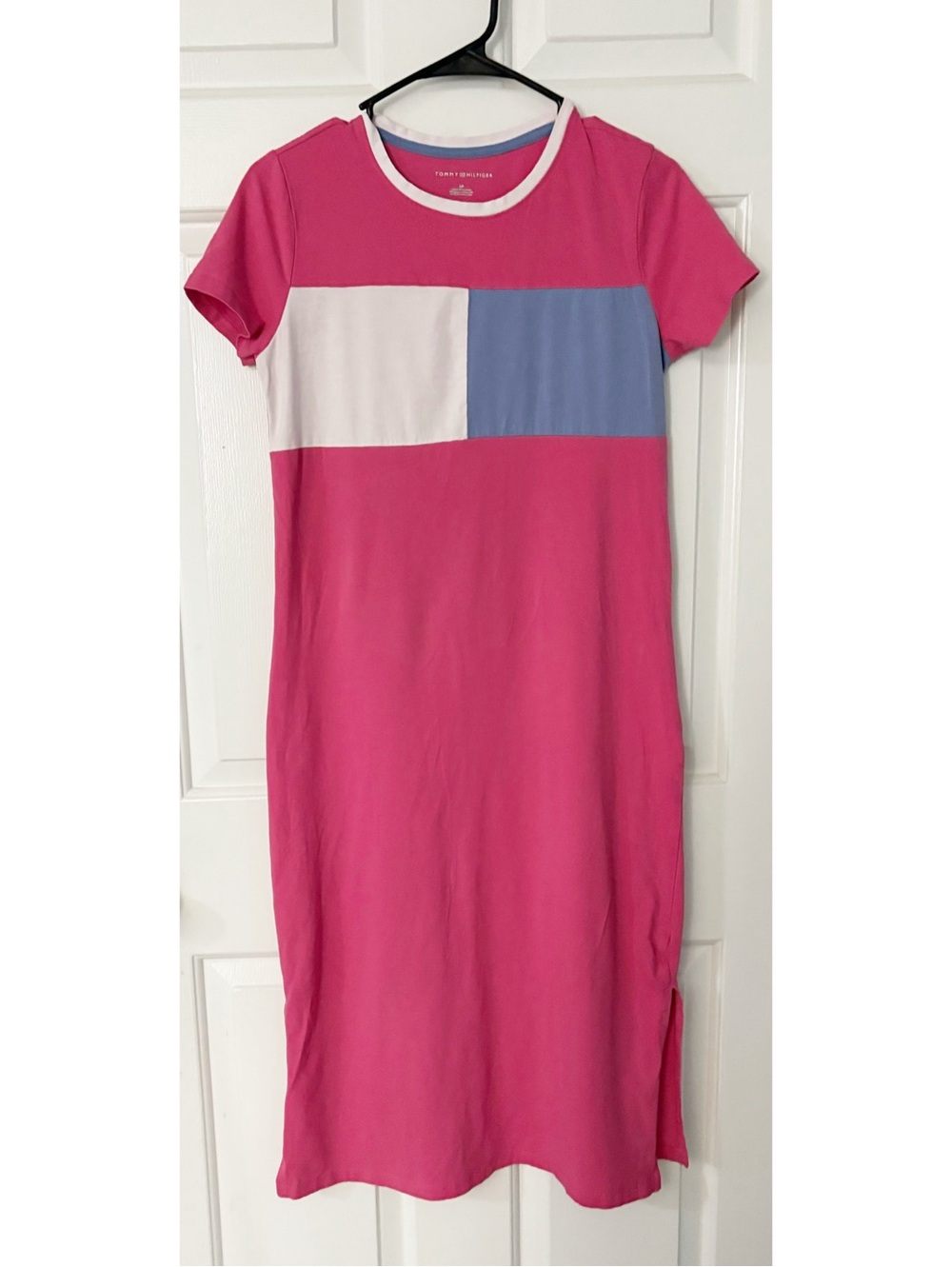 Tommy Hilfiger Long Casual Pink White Blue Womens Dress w/Side Splits Size S/P